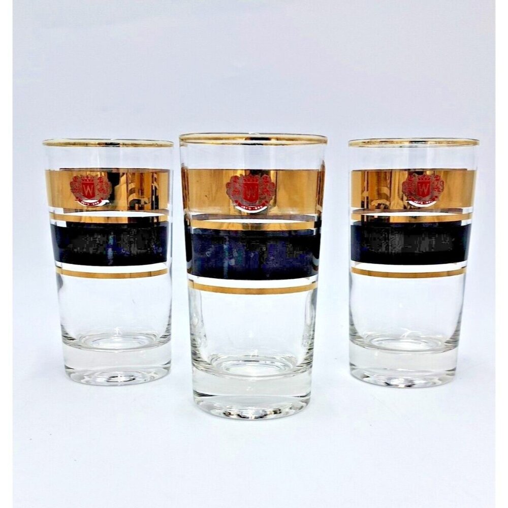 RARE Mid-Century HIRAM WALKER Carleton Tower Highball Glasses - Set 3